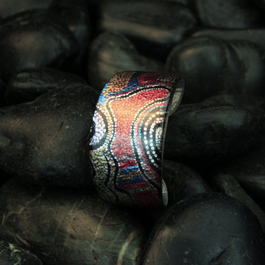 OTTO BUSH TOMATO RED AND BLUE ADJUSTABLE WIDE BRACELET - D461