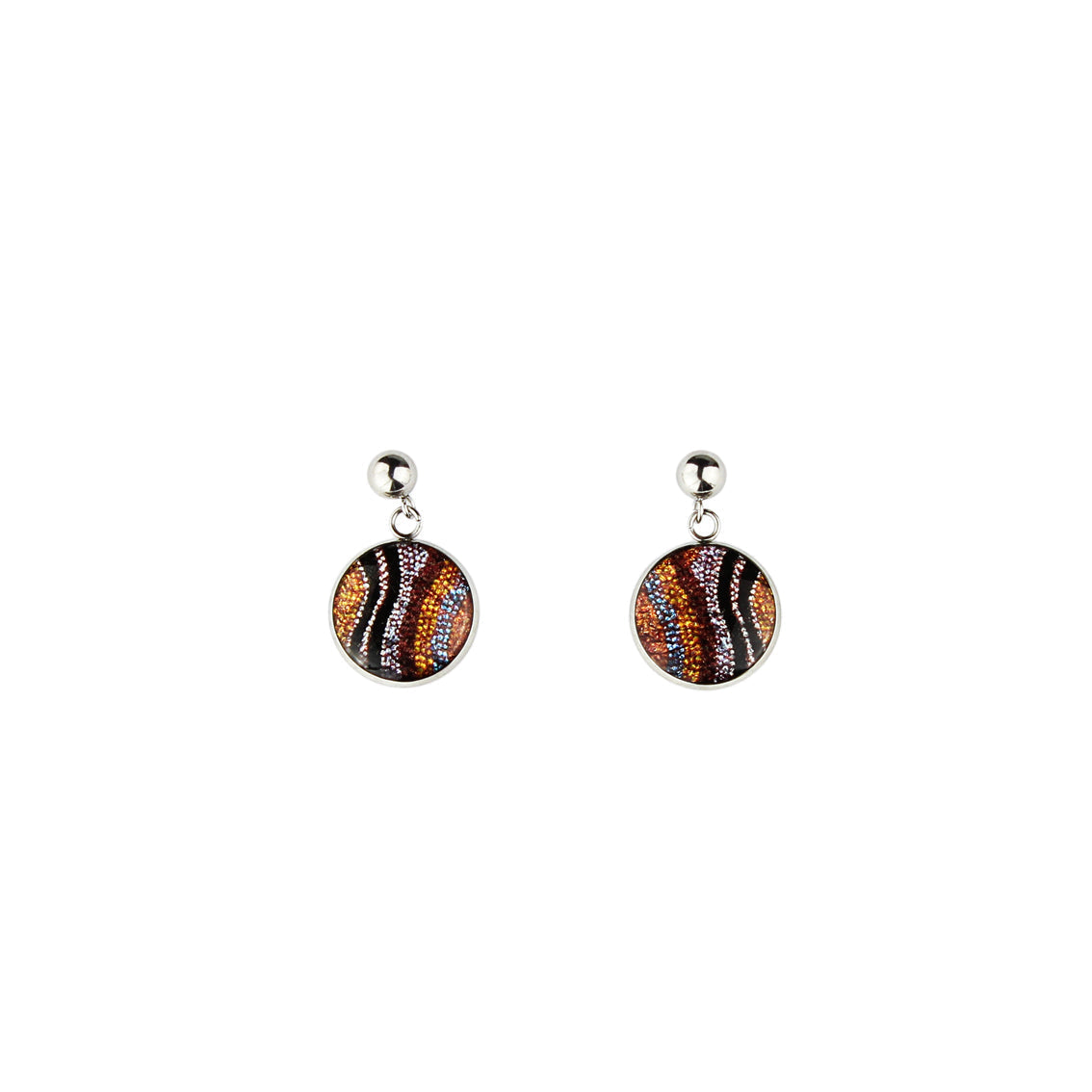OTTO DANDLE DROP STAR CIRCLE ORANGE EARRINGS - SD193 - in Circle Box