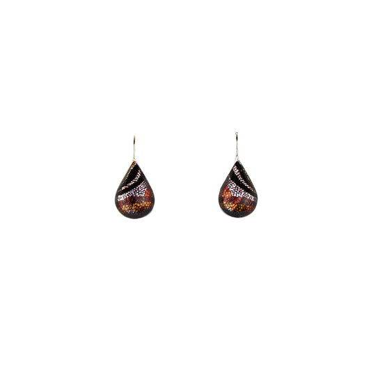OTTO DANDLE DROP STAR DOMED ORANGE EARRINGS - SD194