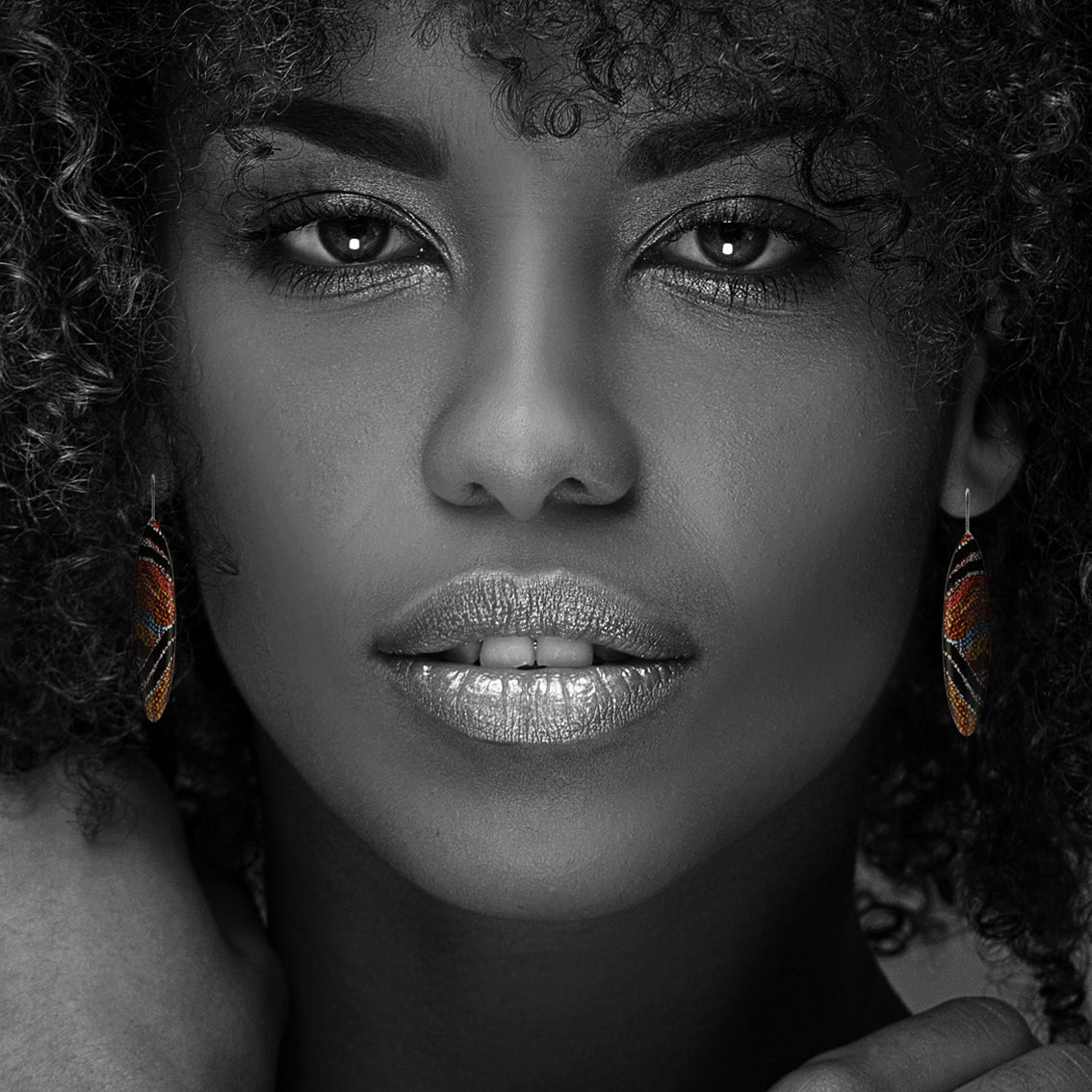 OTTO DANDLE DROP STAR LONG ORANGE EARRINGS - SD196