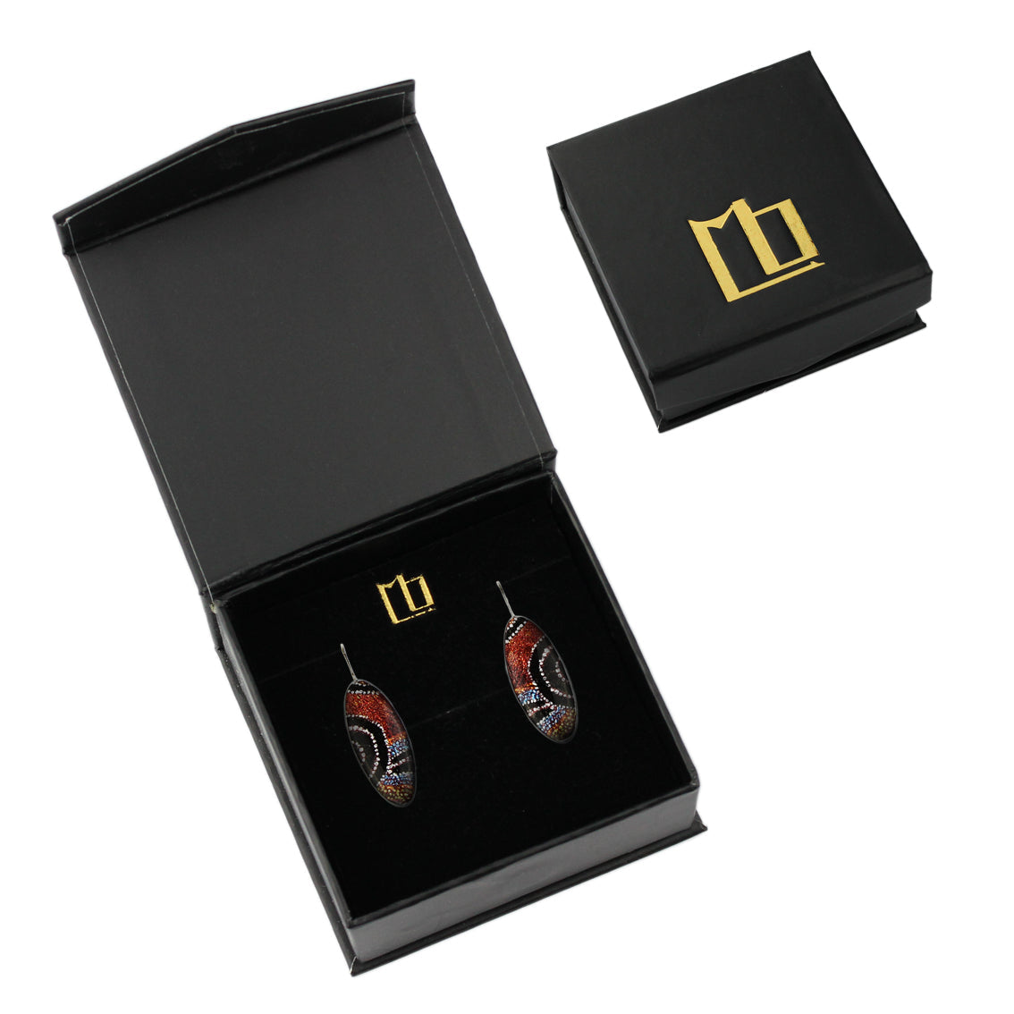 OTTO DANDLE DROP STAR NARROW ORANGE EARRINGS - SD195