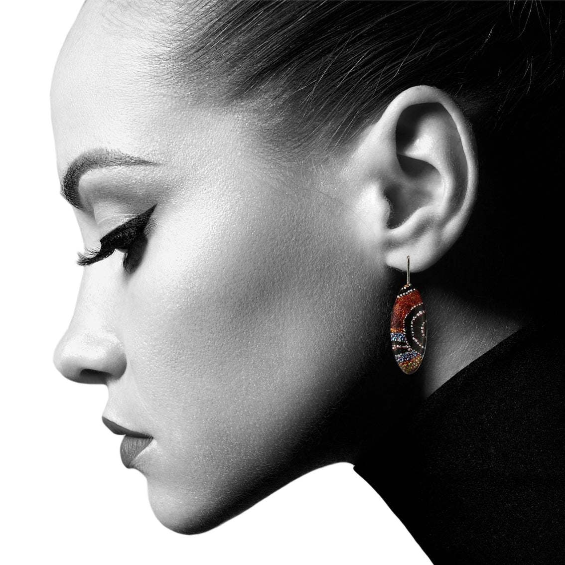 OTTO DANDLE DROP STAR NARROW ORANGE EARRINGS - SD195