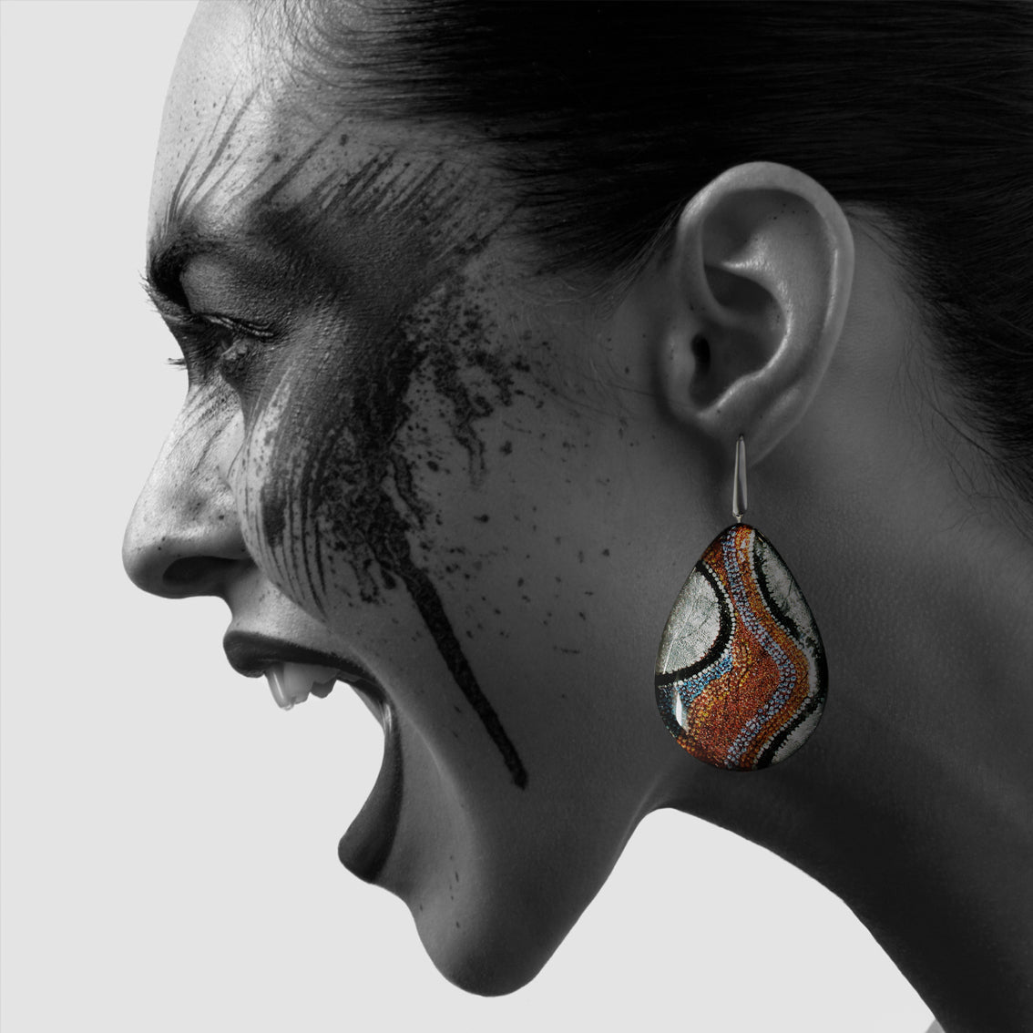 OTTO DANDLE DROP STAR STATEMENT XXL ORANGE EARRINGS - SD198