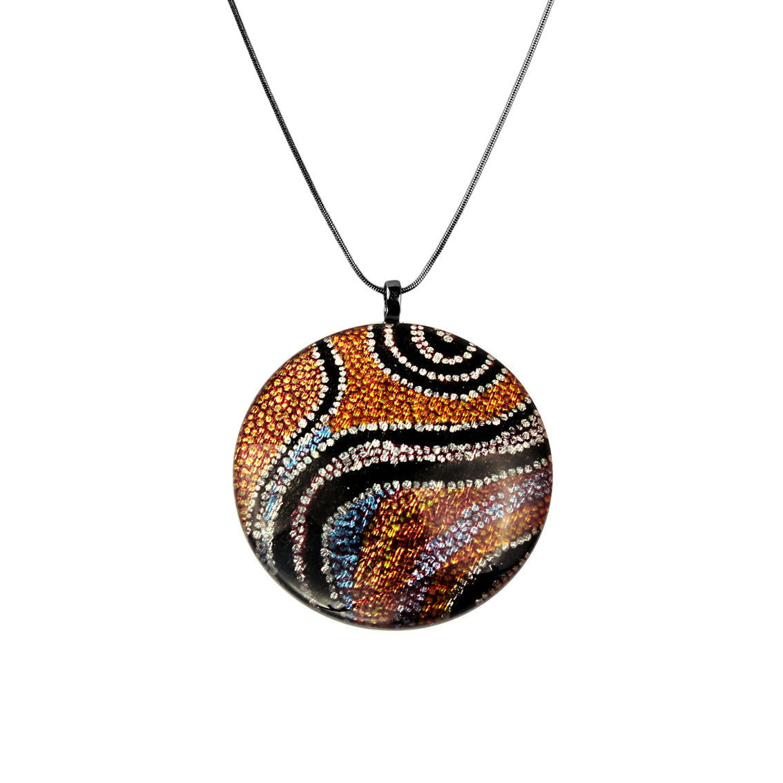 OTTO STAR ORANGE ADJUSTABLE LARGE CIRCLE PENDANT ON A CHAIN NECKLACE - SD204