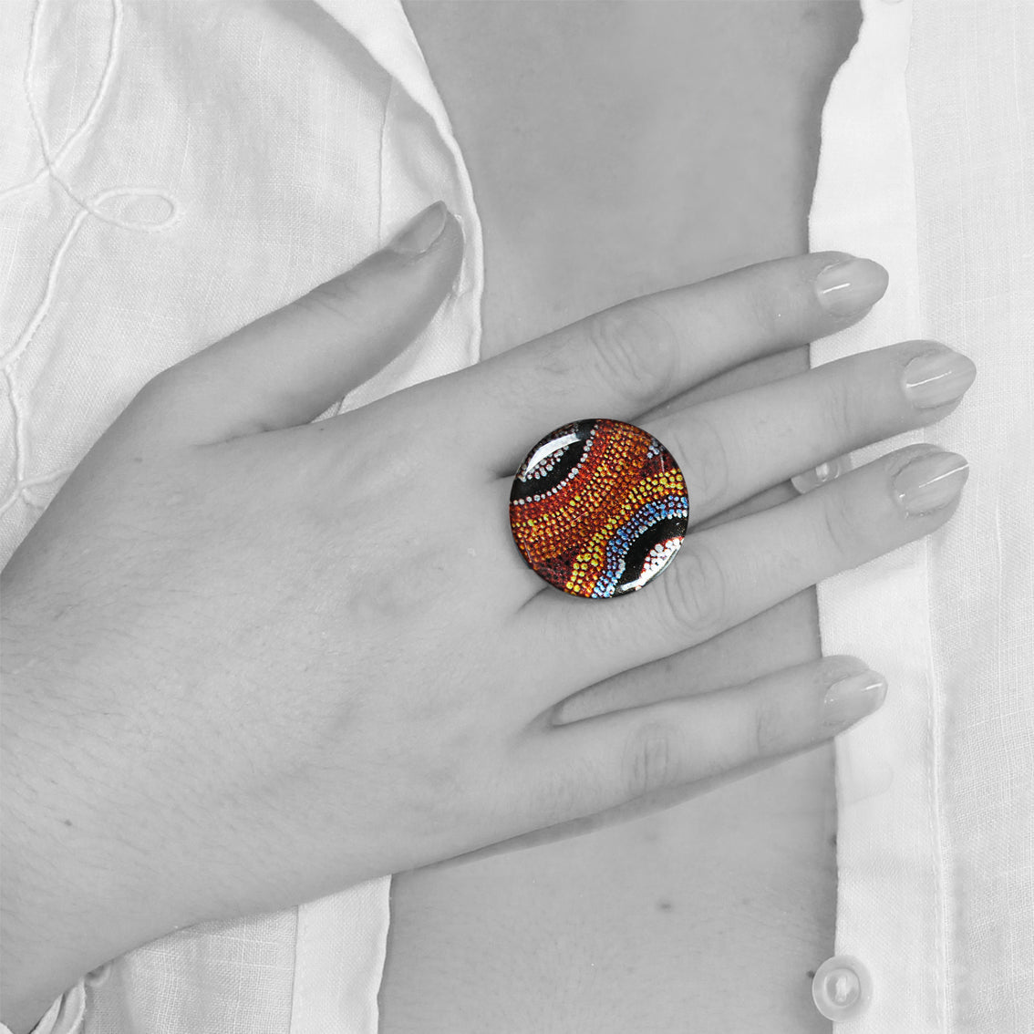 STAR ORANGE STATEMENT ADJUSTABLE RING - SD212