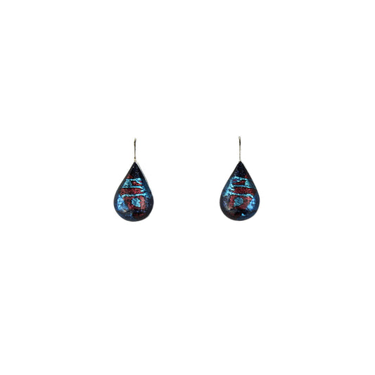DANDLE DROP PAULINE EMU DREAMING DOMED BLUE EARRINGS - SD270