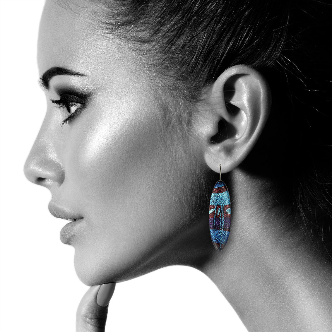 DANDLE DROP PAULINE EMU DREAMING LONG BLUE EARRINGS - SD272