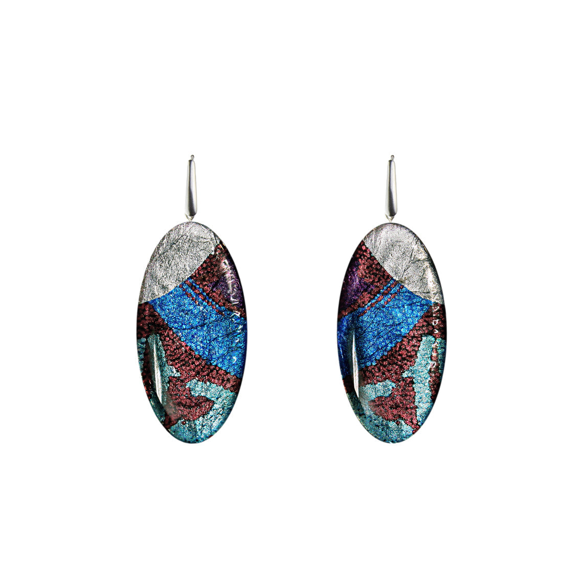 DANDLE DROP PAULINE EMU DREAMING STATEMENT XXL BLUE OVAL EARRINGS - SD274