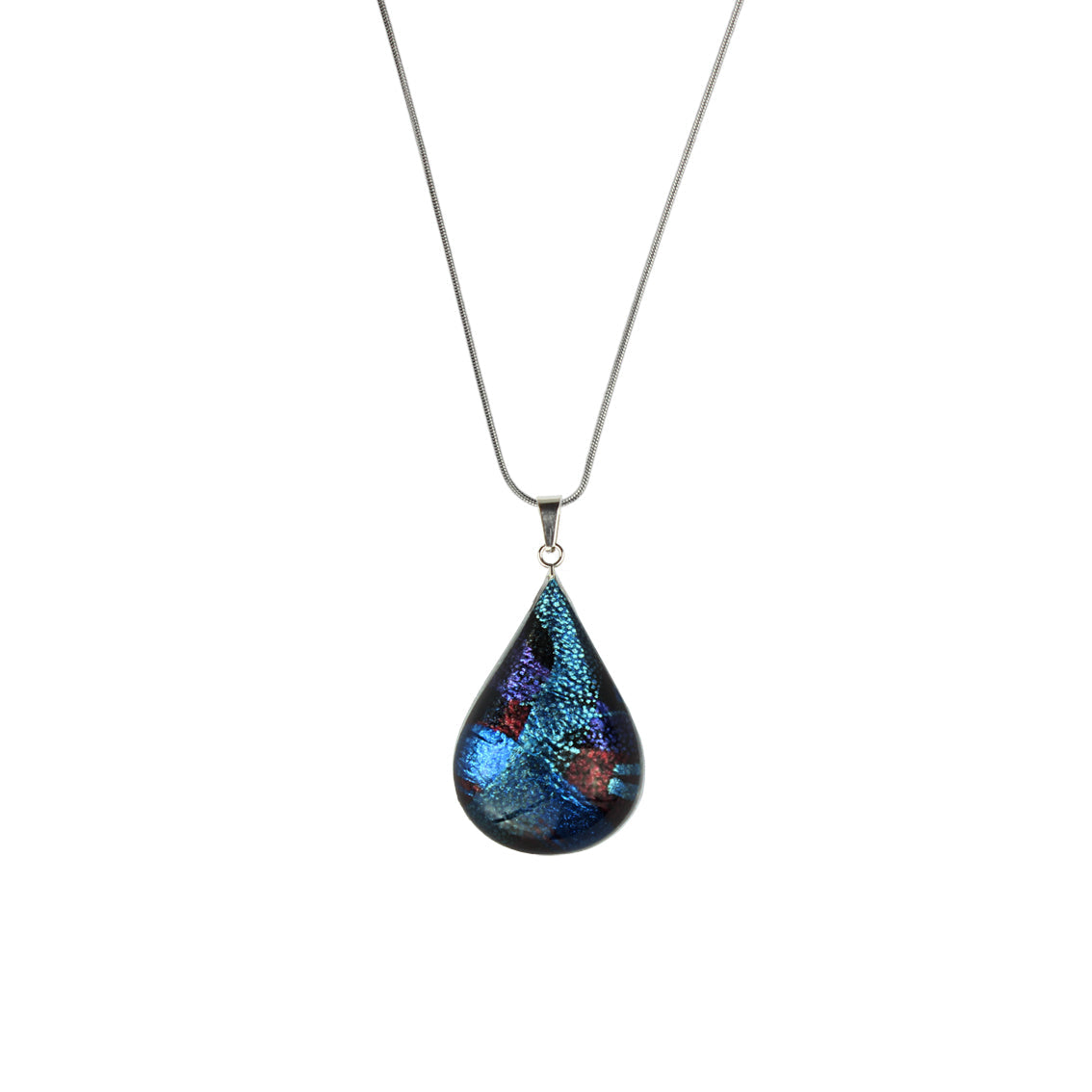 PAULINE EMU DREAMING BLUE DOMED DROP PENDANT ON A CHAIN NECKLACE - SD277