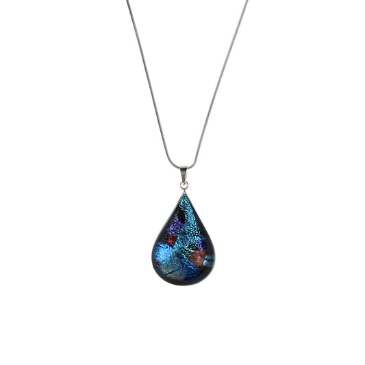 PAULINE EMU DREAMING BLUE DOMED DROP PENDANT ON A CHAIN NECKLACE - SD277