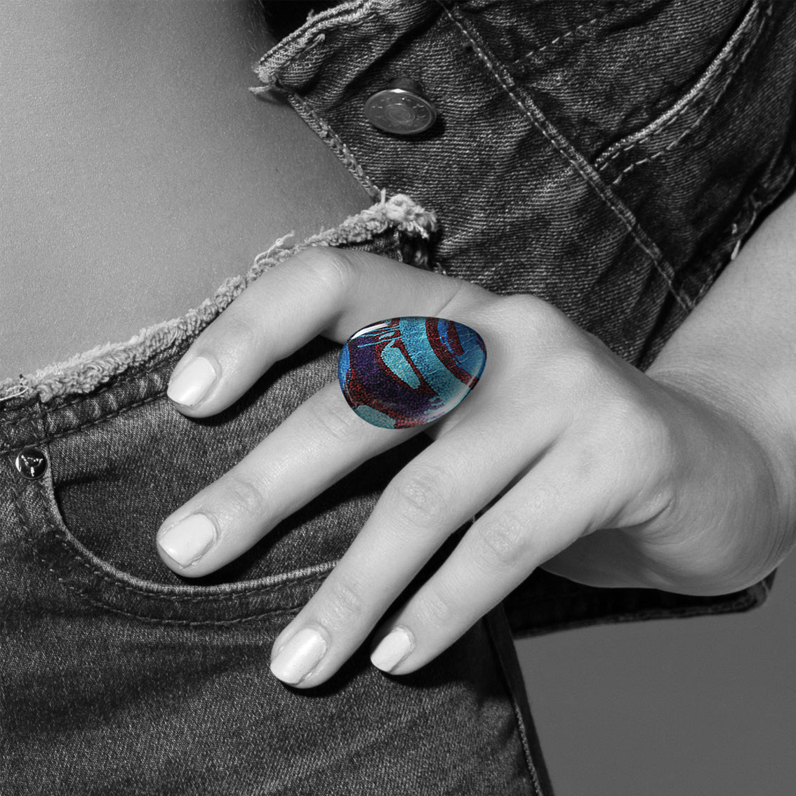PAULINE EMU DREAMING BLUE STATEMENT ADJUSTABLE RING - SD287