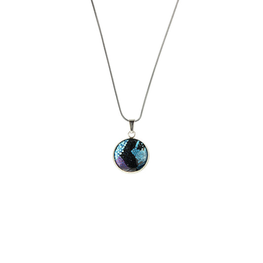 PAULINE EMU DREAMING BLUE XS CIRCLE PENDANT ON A CHAIN NECKLACE - SD275S - on Satchel