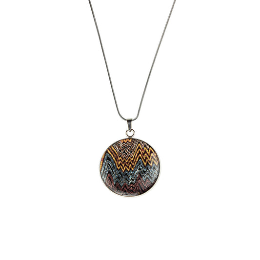 PAULINE GALLAGHER DESERT EARTHY COLORS CIRCLE PENDANT ON A CHAIN NECKLACE - SD072S - on Satchel