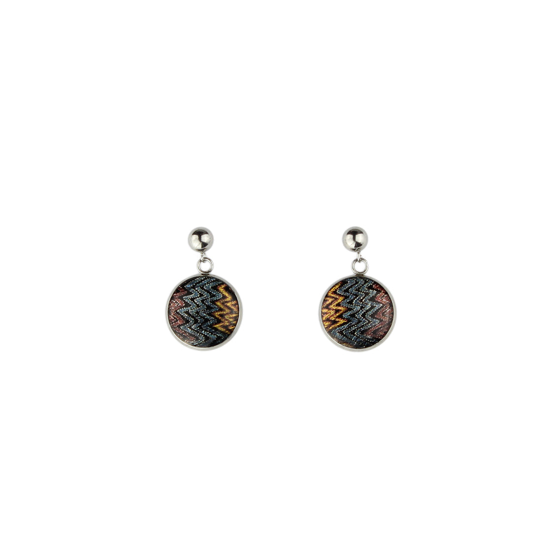 PAULINE GALLAGHER DANDLE DROP DESERT CIRCLE EARTHY COLORS EARRINGS - SD066S - on Satchel
