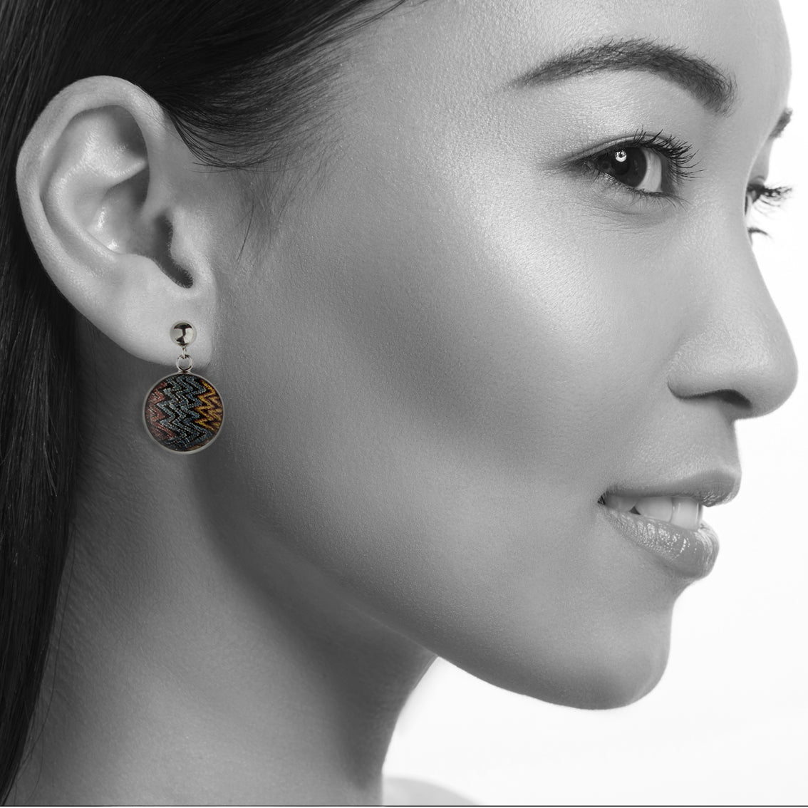 PAULINE GALLAGHER DANDLE DROP DESERT CIRCLE EARTHY COLORS EARRINGS - SD066 - in Circle Box