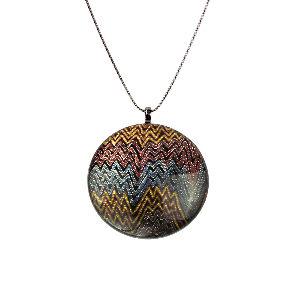 PAULINE GALLAGHER DESERT EARTHY COLORS LARGE CIRCLE PENDANT ON A CHAIN NECKLACE - SD075