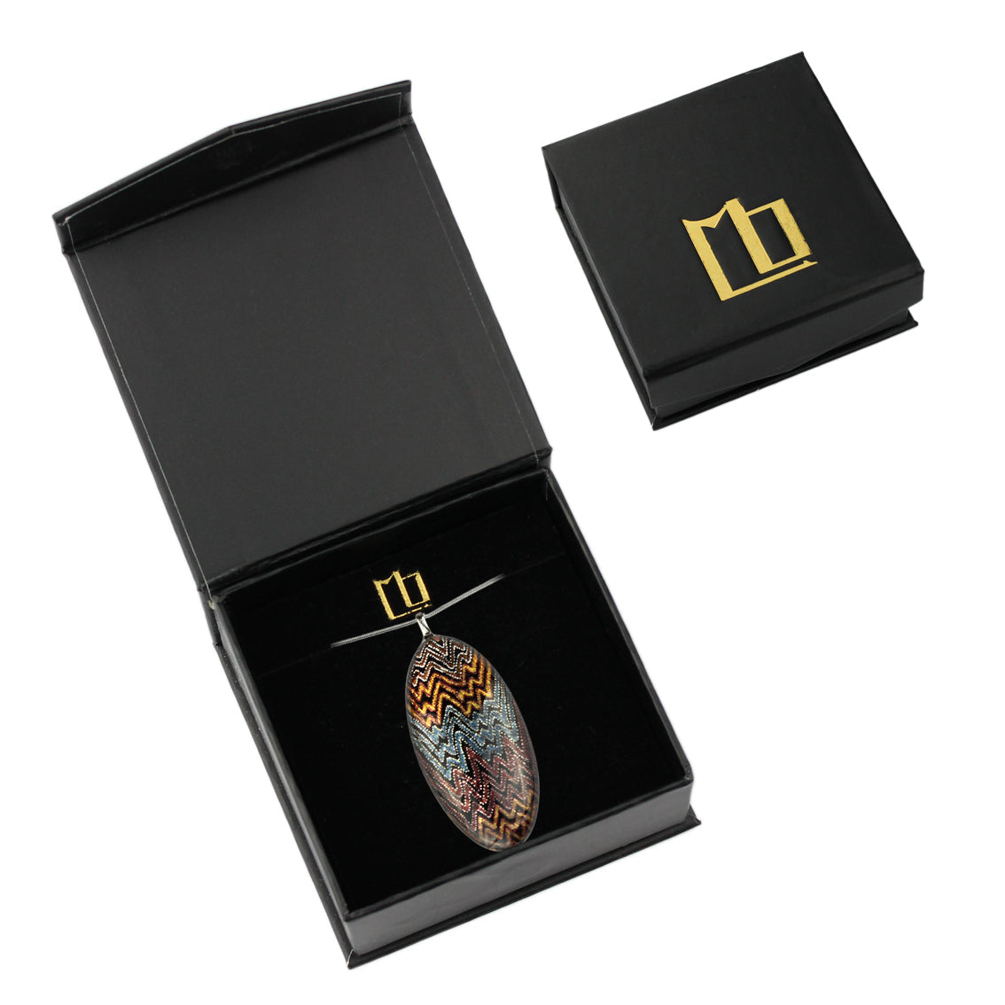 PAULINE GALLAGHER DESERT EARTHY COLORS OVAL PENDANT ON A CHAIN NECKLACE - SD073