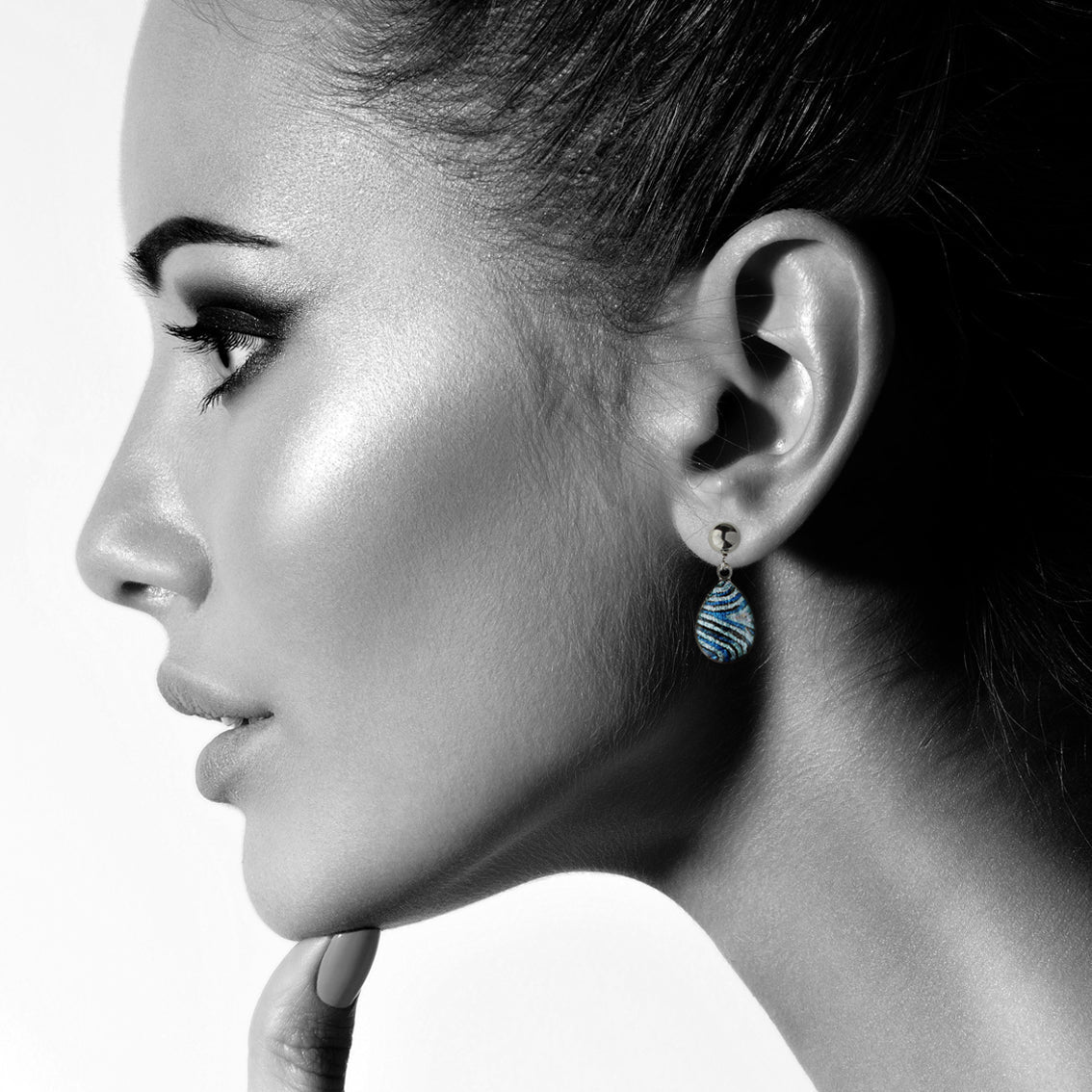 PAULINE GALLAGHER DANDLE DROP MINA BLUE EARRINGS - SD043 - in Circle Box