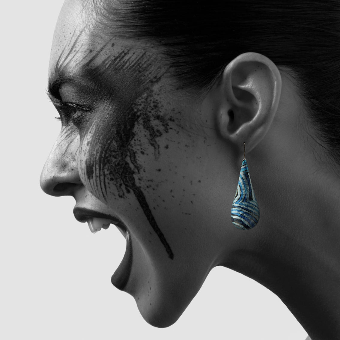 PAULINE GALLAGHER DANDLE DROP MINA LARGE BLUE EARRINGS - SD046