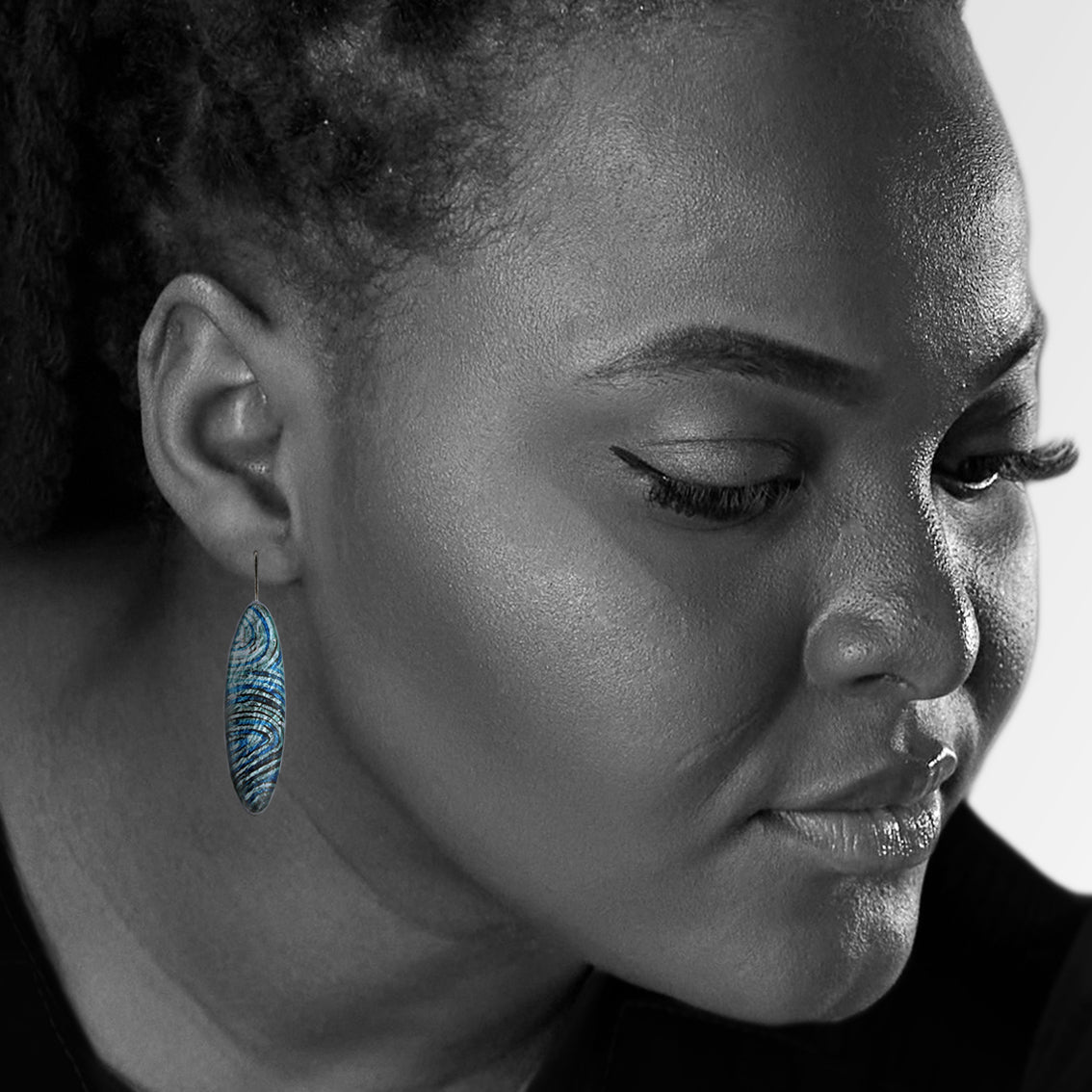 PAULINE GALLAGHER DANDLE DROP MINA LONG BLUE EARRINGS - SD045