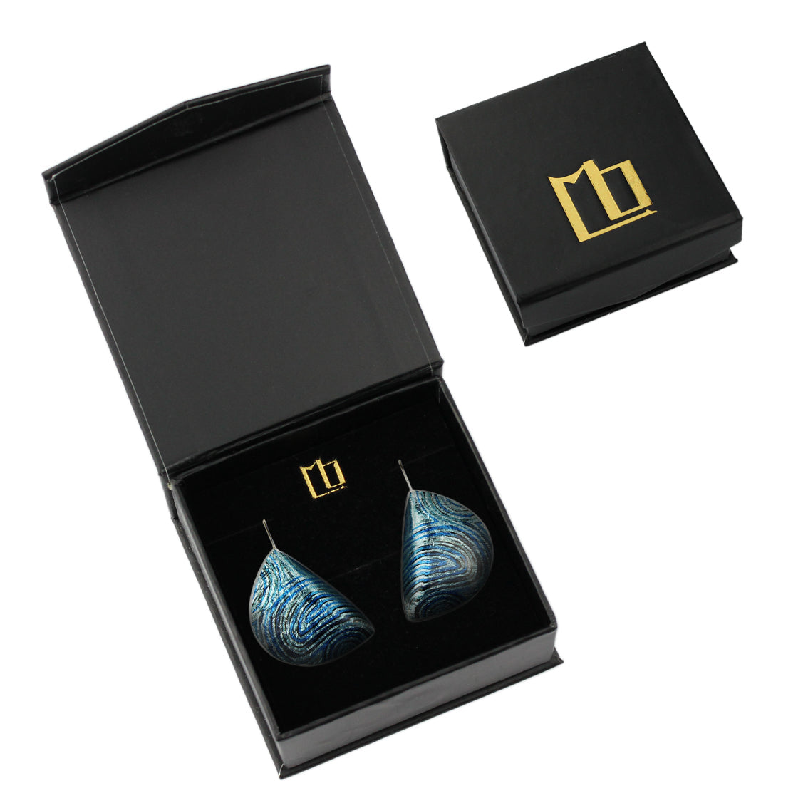 PAULINE GALLAGHER DANDLE DROP MINA MOON SHAPE BLUE EARRINGS - SD047