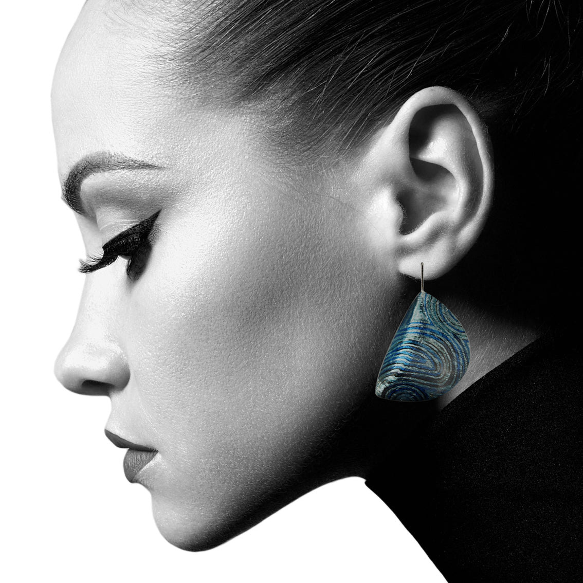 PAULINE GALLAGHER DANDLE DROP MINA MOON SHAPE BLUE EARRINGS - SD047