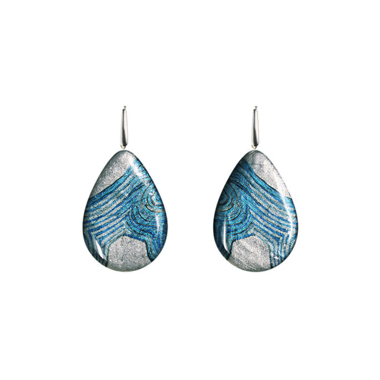 PAULINE GALLAGHER DANDLE DROP MINA STATEMENT XXL BLUE EARRINGS - SD049