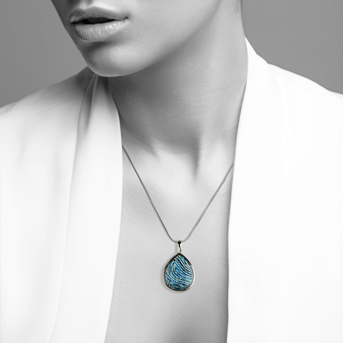 PAULINE GALLAGHER MINA BLUE DROP PENDANT ON A CHAIN NECKLACE - SD051S - on Satchel