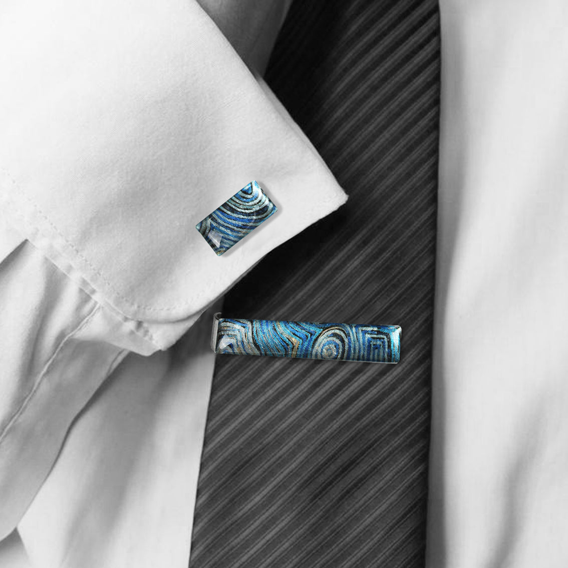 PAULINE GALLAGHER MINA BLUE ELEGANT CUFFLINKS - SD064