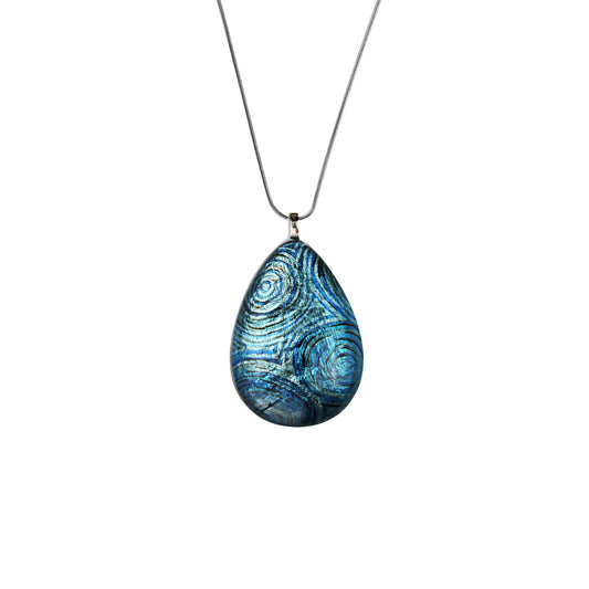 PAULINE GALLAGHER MINA BLUE LARGE DROP PENDANT ON A CHAIN NECKLACE - SD054