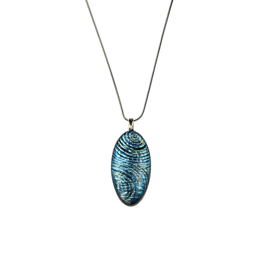 PAULINE GALLAGHER MINA BLUE NARROW OVAL PENDANT ON A CHAIN NECKLACE - SD053