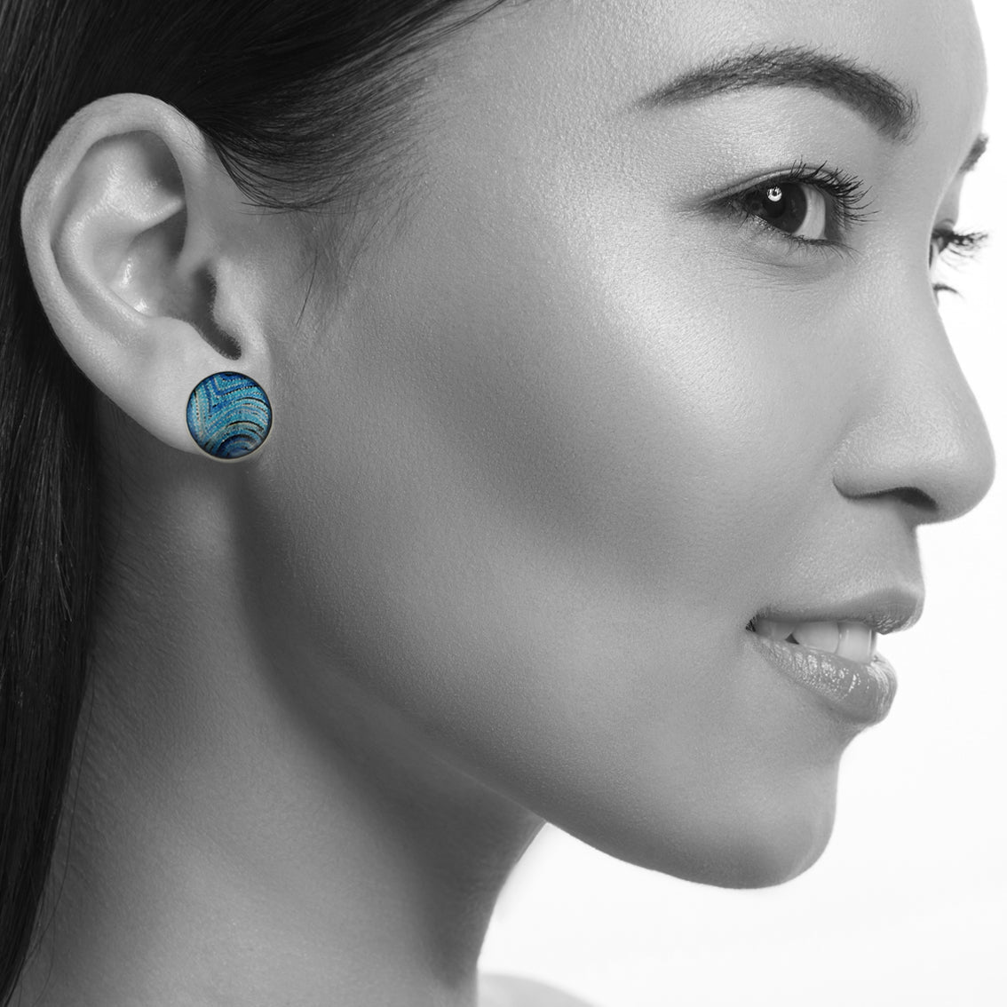 PAULINE GALLAGHER MINA BLUE STUD EARRINGS - SD042 - in Circle Box