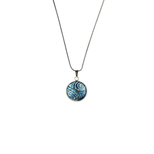 PAULINE GALLAGHER MINA BLUE XS CIRCLE PENDANT ON A CHAIN NECKLACE - SD050 - in Circle Box