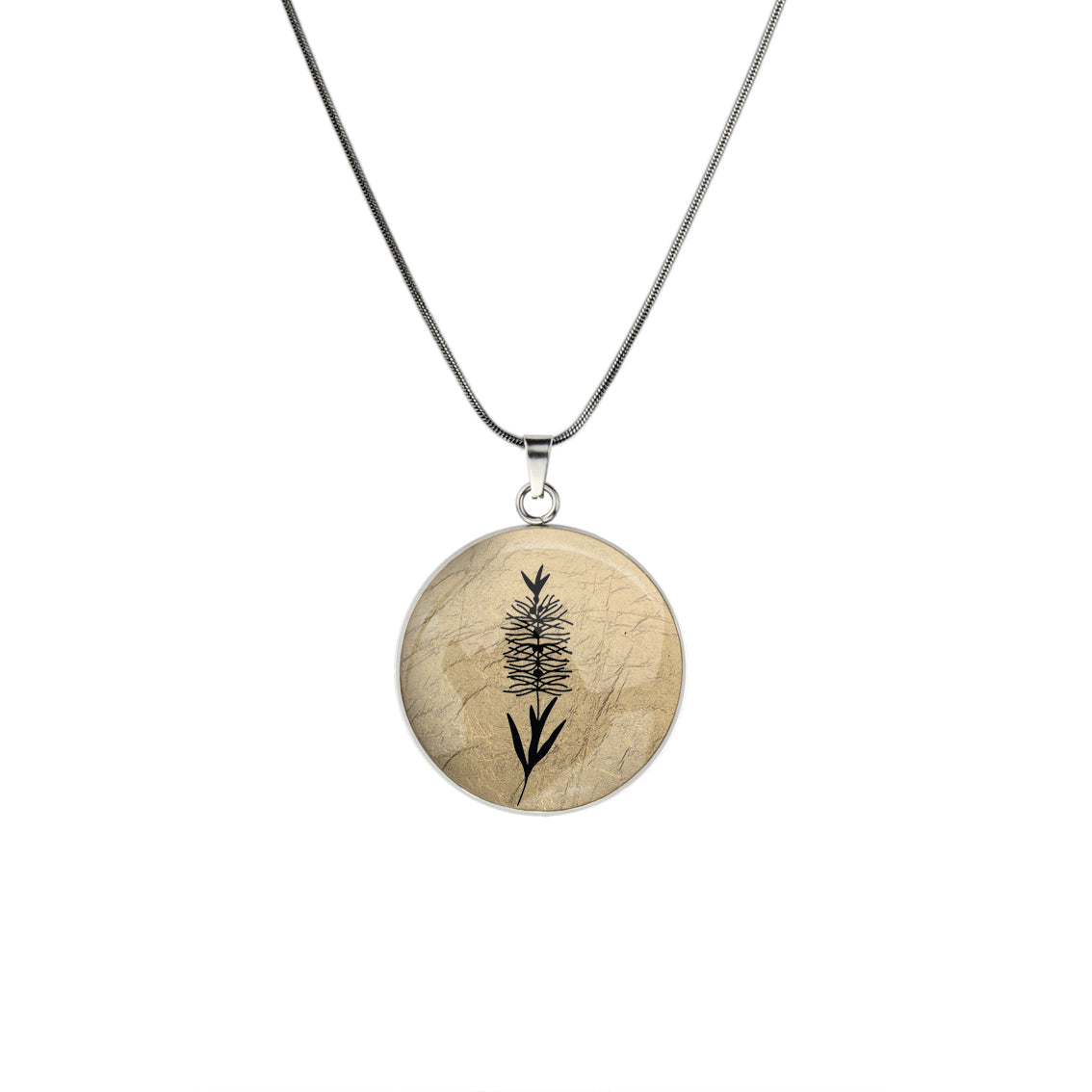 AUSTRALIAN NATIVE FLORA - BOTTLEBRUSH CIRCLE PENDANT ON A CHAIN NECKLACE - D859 - in Circle Box