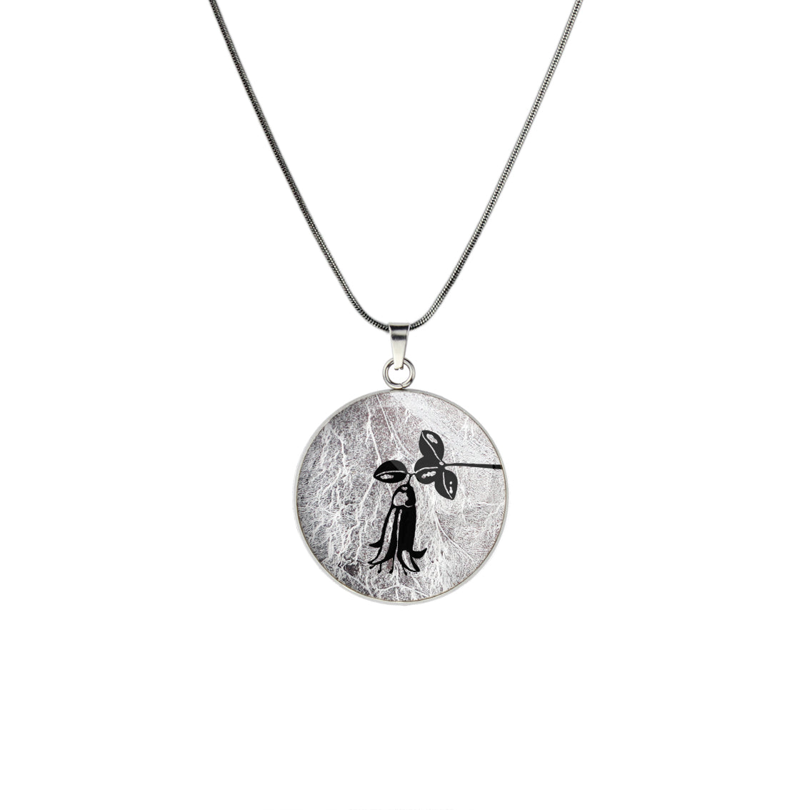 AUSTRALIAN NATIVE FLORA - CANBERRA BELLS TELOPEA CIRCLE PENDANT ON A CHAIN NECKLACE - D863 - in Circle Box