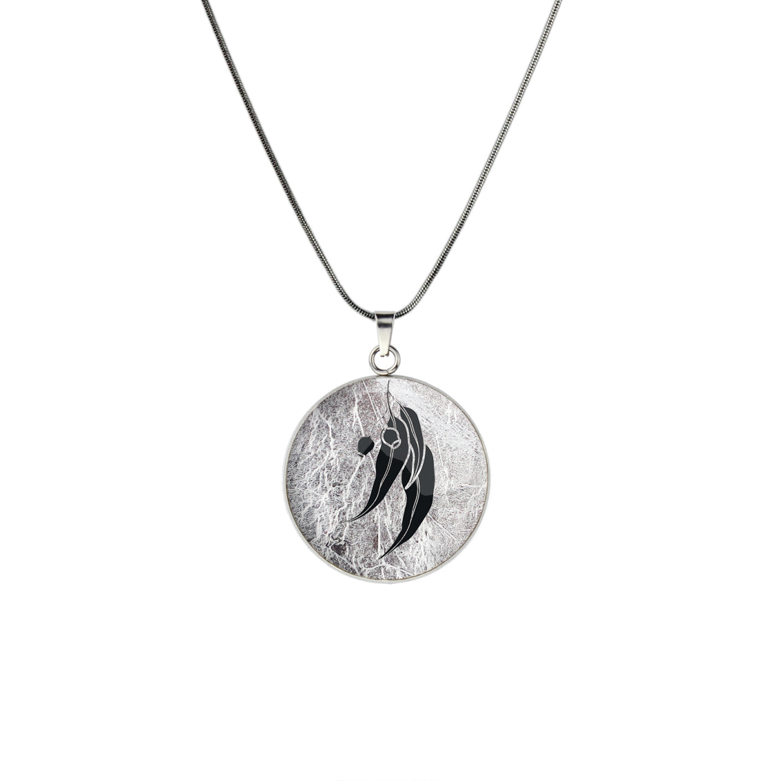 AUSTRALIAN NATIVE FLORA - EUCALYPTUS GUMNUT CIRCLE PENDANT ON A CHAIN NECKLACE - D867S - on Satchel