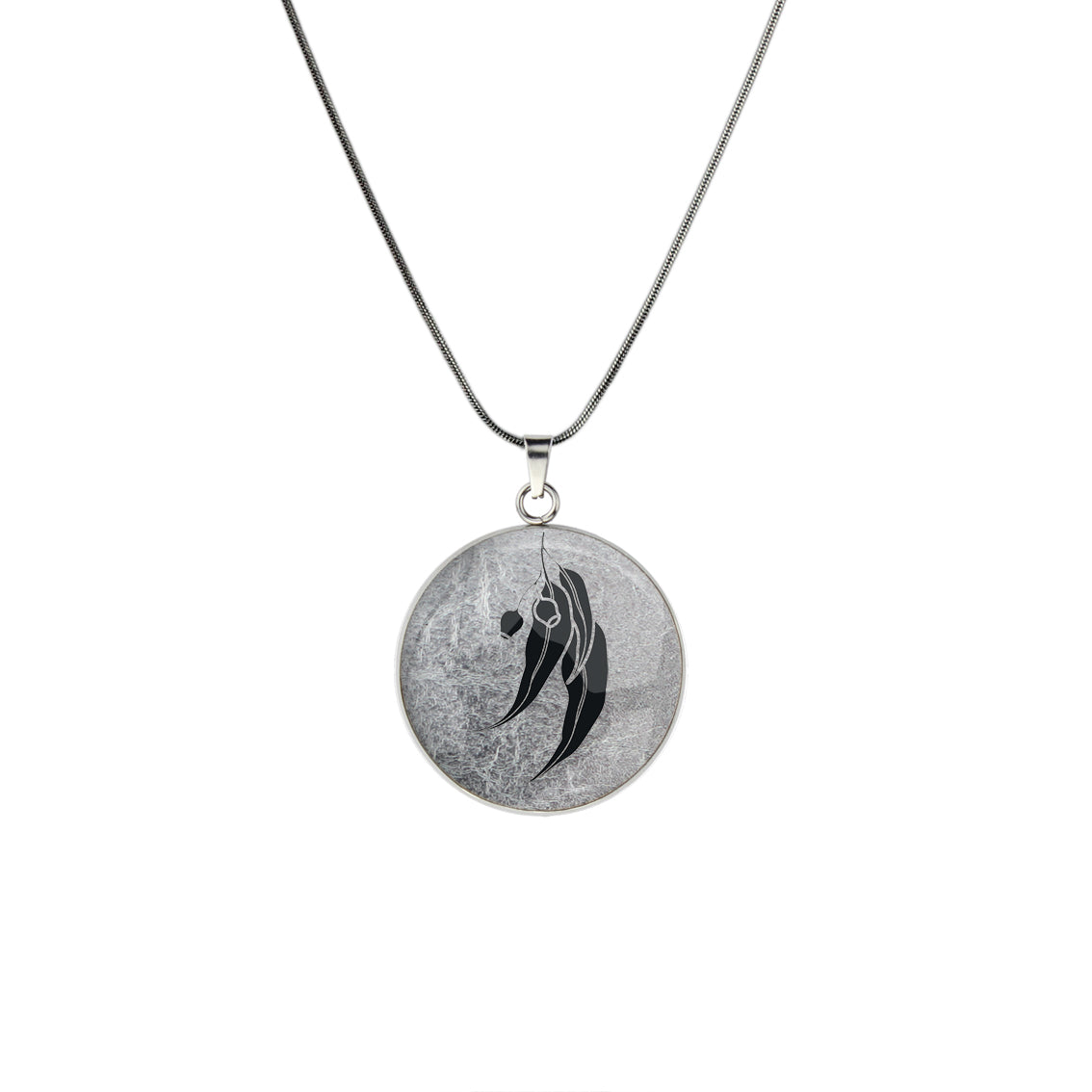 AUSTRALIAN NATIVE FLORA - EUCALYPTUS GUMNUT CIRCLE PENDANT ON A CHAIN NECKLACE - D867 - in Circle Box