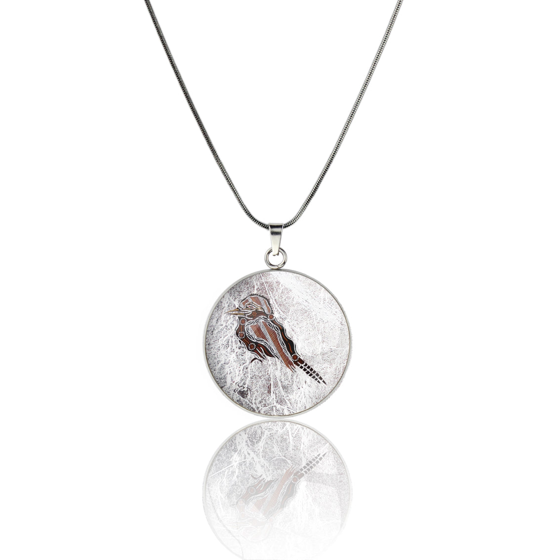 TROY LITTLE KOOKABURRA CIRCLE PENDANT ON A CHAIN NECKLACE - SD459 - in Circle Box