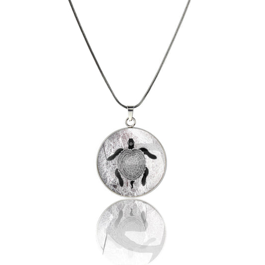TROY LITTLE TURTLE CIRCLE PENDANT ON A CHAIN NECKLACE - SD465 - in Circle Box
