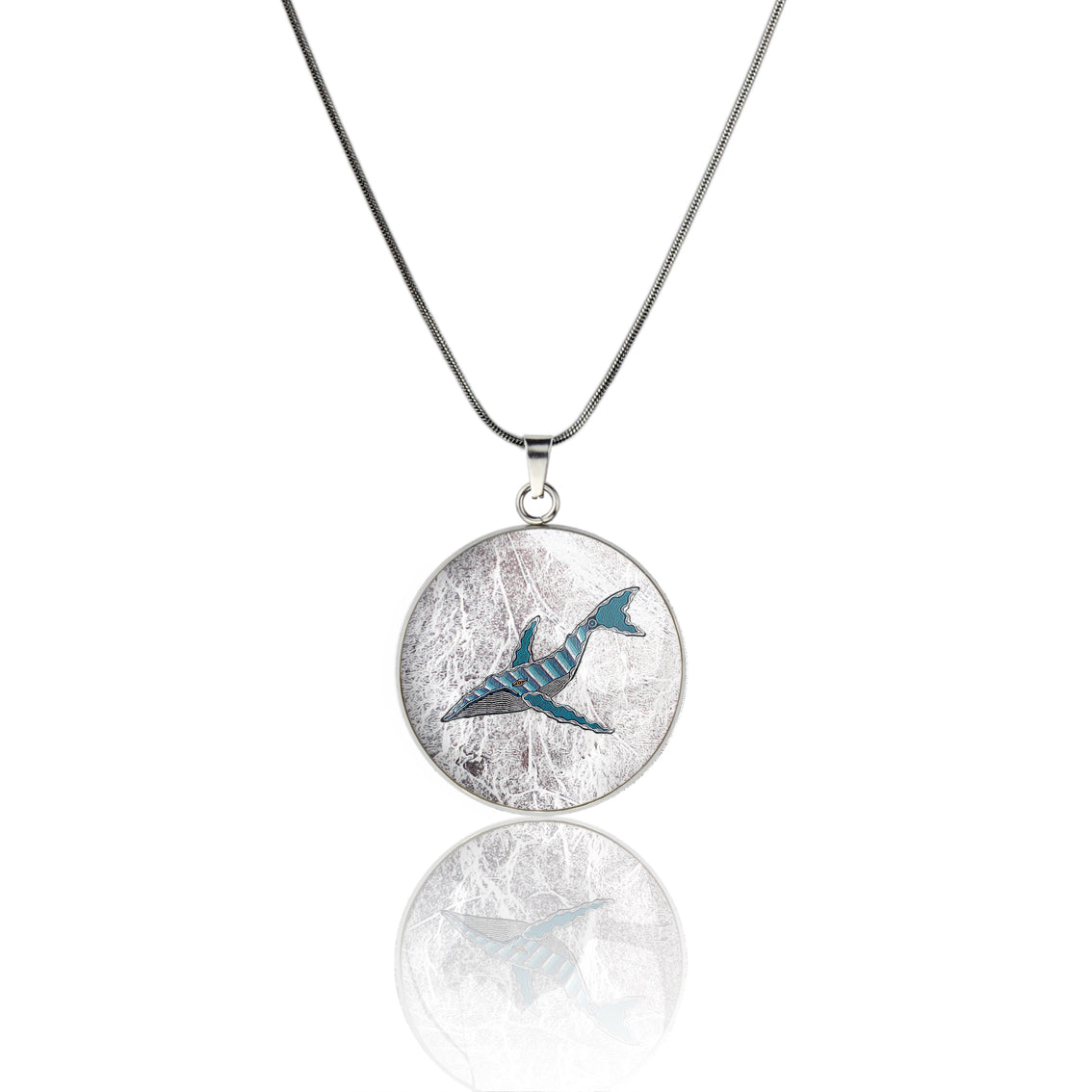 TROY LITTLE WHALE CIRCLE PENDANT ON A CHAIN NECKLACE - SD447 - in Circle Box