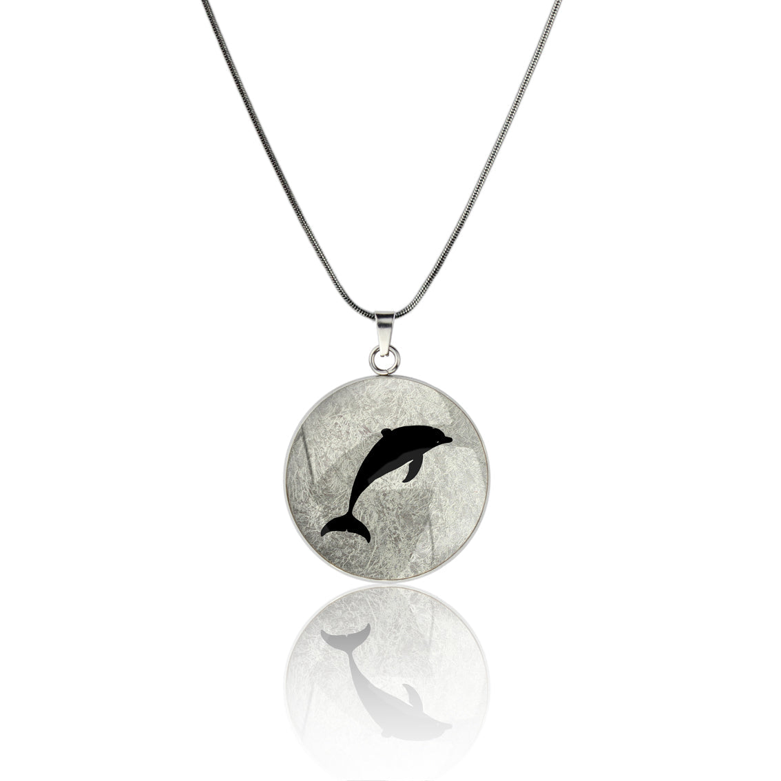 DOLPHIN CIRCLE PENDANT ON A CHAIN NECKLACE - MFY159 - in Circle Box