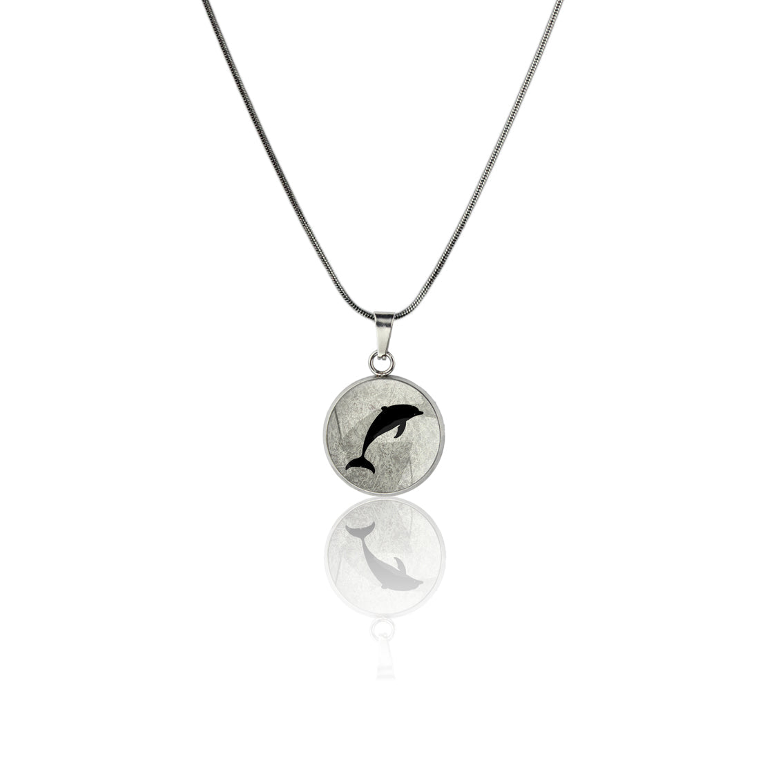 DOLPHIN XS CIRCLE PENDANT ON A CHAIN NECKLACE - MFY158 - in Circle Box