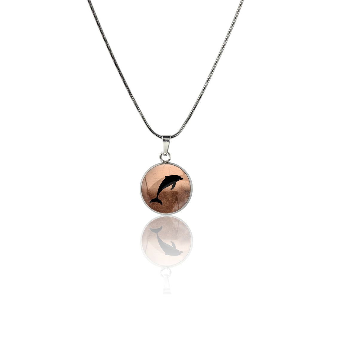 DOLPHIN XS CIRCLE PENDANT ON A CHAIN NECKLACE - MFY158 - in Circle Box