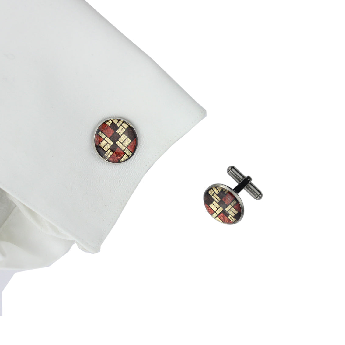 PERSPECTIVE MONDRIAN POP ART ABSTRACT CIRCLE ELEGANT CUFFLINKS - M177