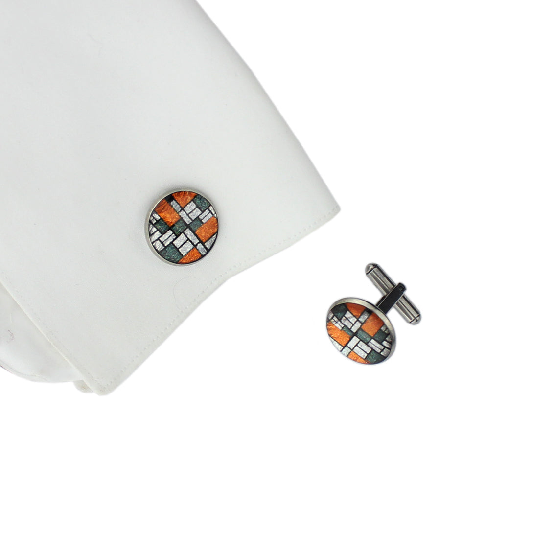 PERSPECTIVE MONDRIAN POP ART ABSTRACT CIRCLE ELEGANT CUFFLINKS - M177