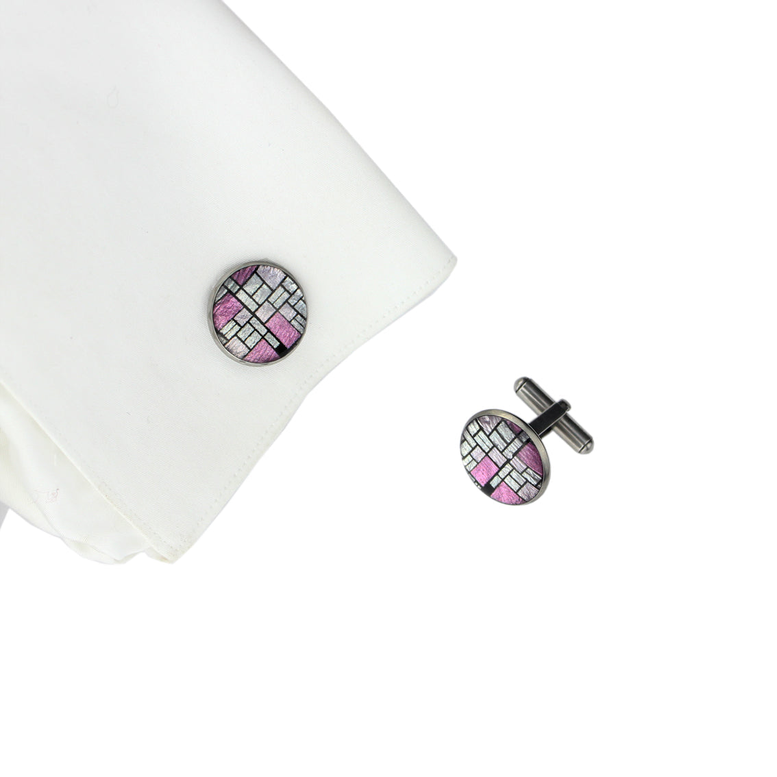 PERSPECTIVE MONDRIAN POP ART ABSTRACT CIRCLE ELEGANT CUFFLINKS - M177
