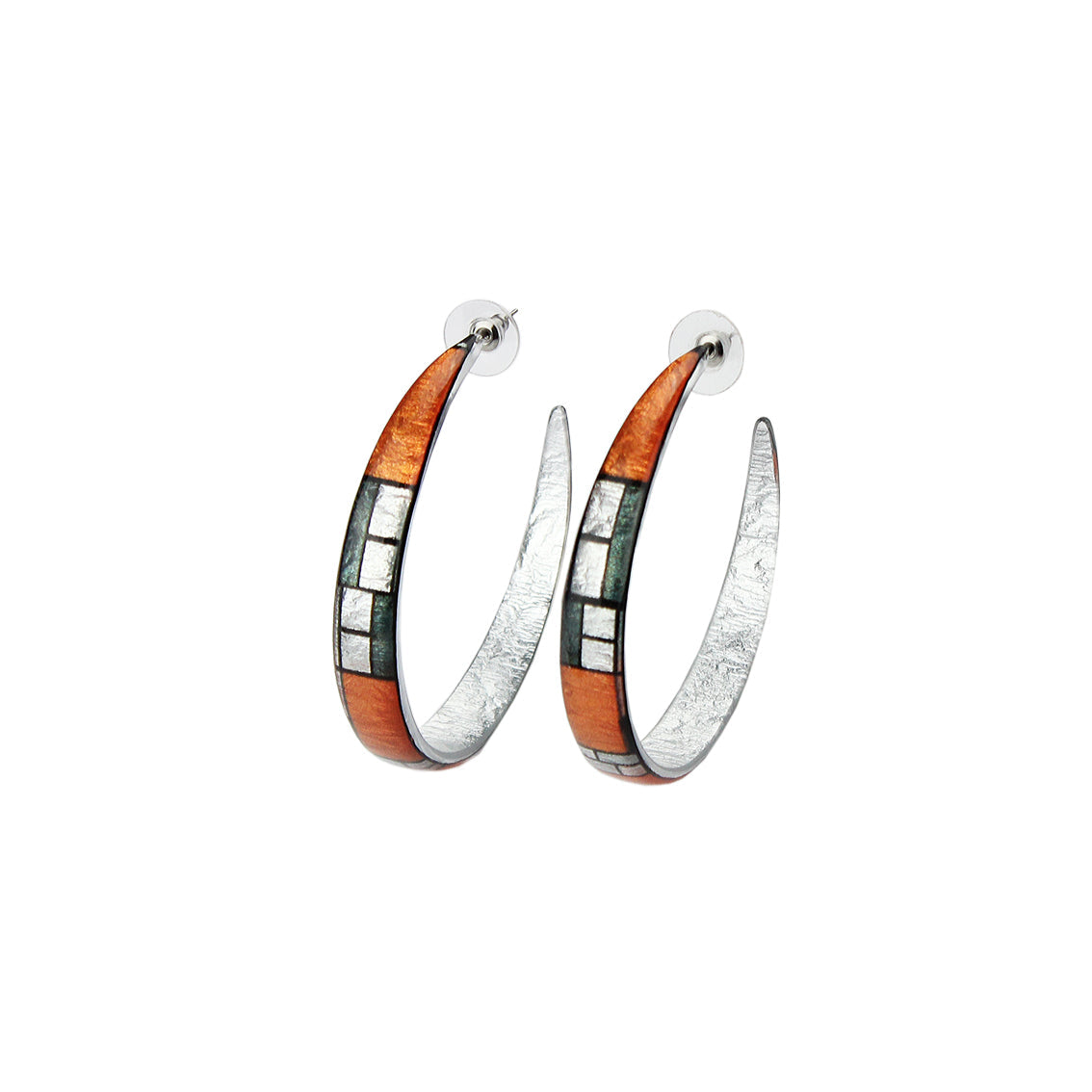 PERSPECTIVE MONDRIAN POP ART ABSTRACT STATEMENT MAXI LOOP EARRINGS - D744