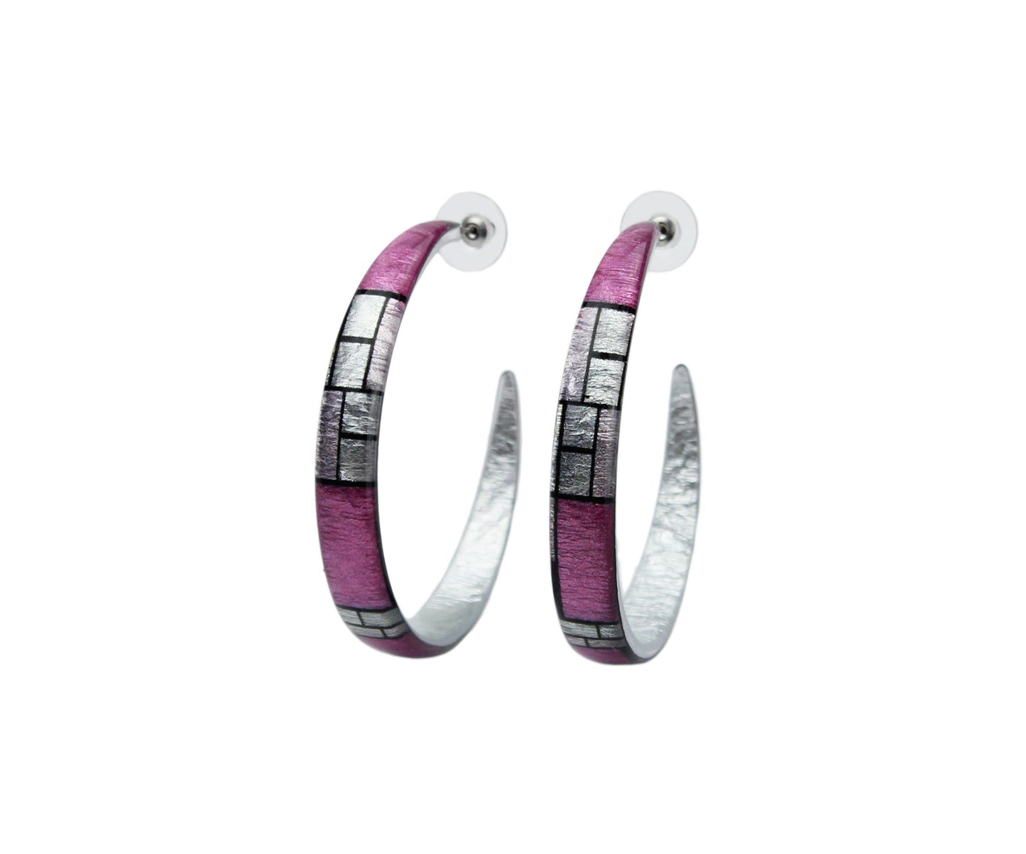 PERSPECTIVE MONDRIAN POP ART ABSTRACT STATEMENT MAXI LOOP EARRINGS - D744