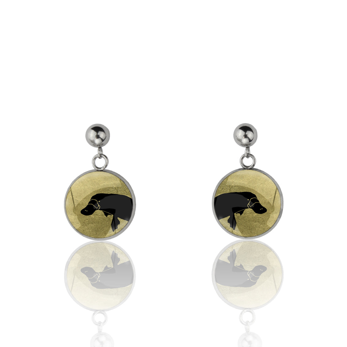 PLATYPUS CLOSE-UP DANGLE DROP CIRCLE EARRINGS - MFY181S - on Satchel