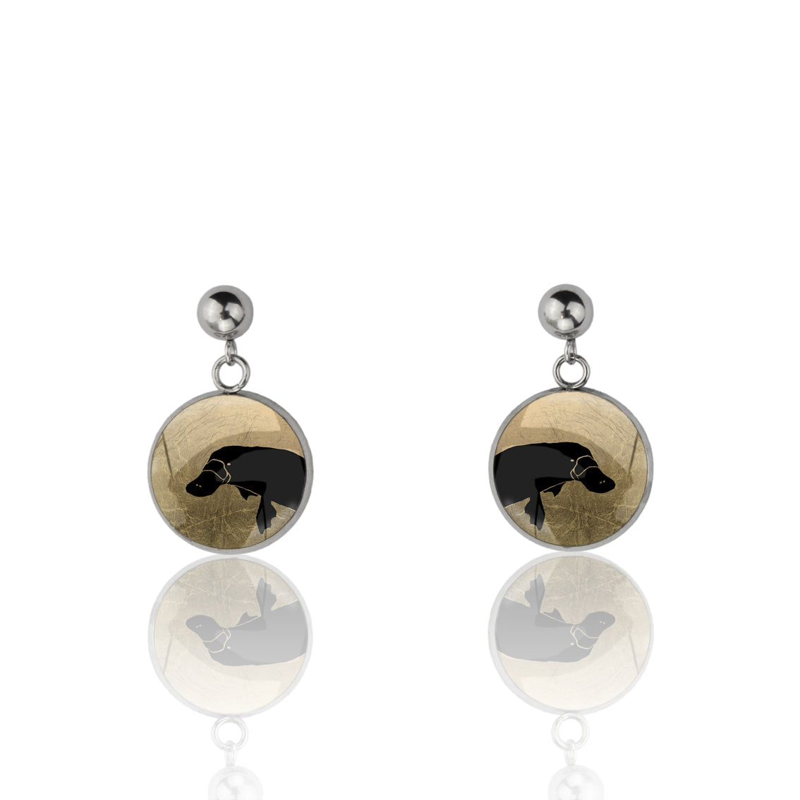 PLATYPUS CLOSE-UP DANGLE DROP CIRCLE EARRINGS - MFY181S - on Satchel